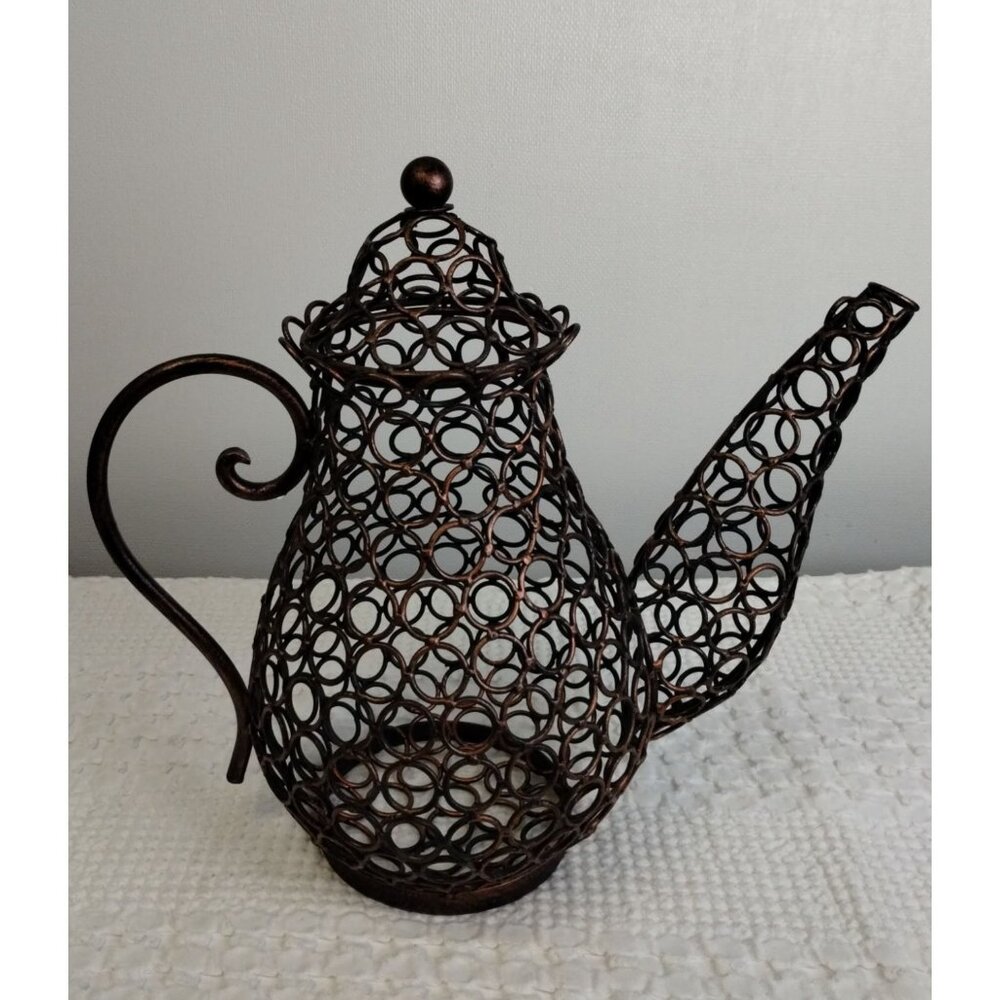 Vintage French Copper Color Metal Decorative Tea Pot Lid 12.5" SKU 2383
